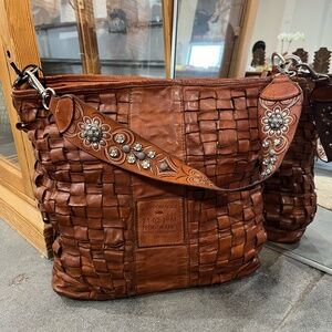 Campomaggi Woven Cognac Travel Bag